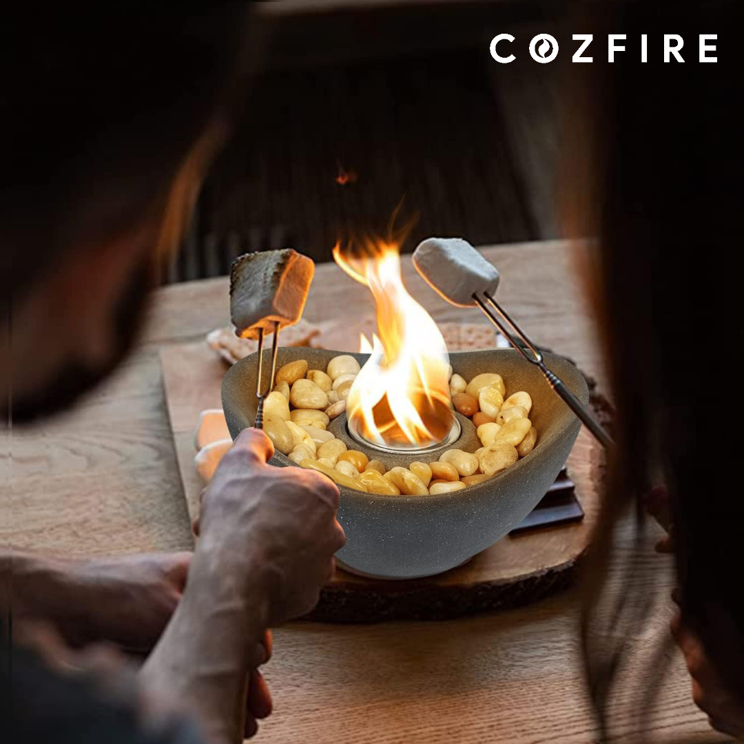 Cozfire Tabletop Fire Pit Curve Bowl - Portable Fireplace for Indoors & Outdoors - Cozfire