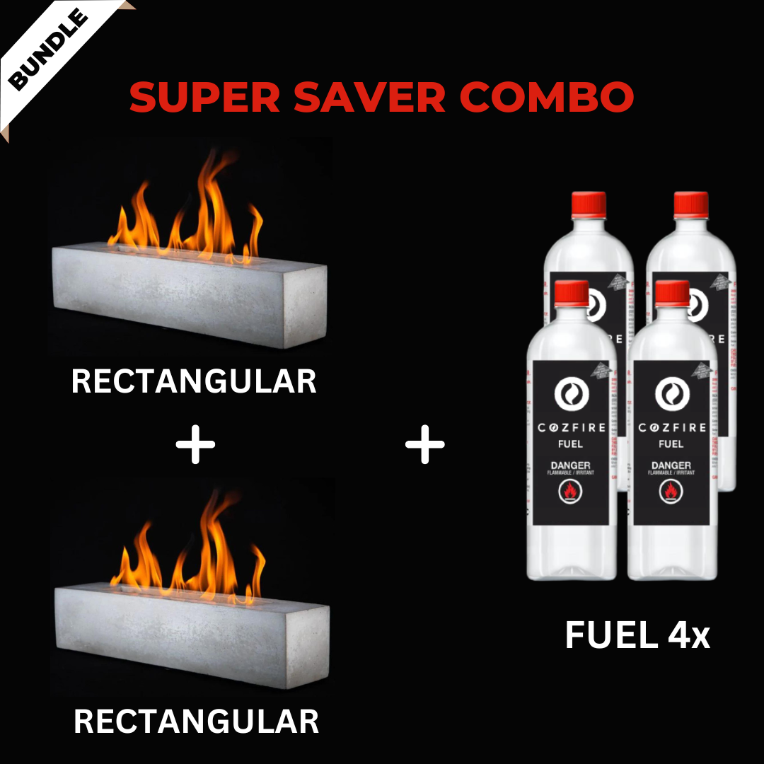 Special Firepit Bundle 3: Rectangular + Rectangular + Fuel 4x - Cozfire